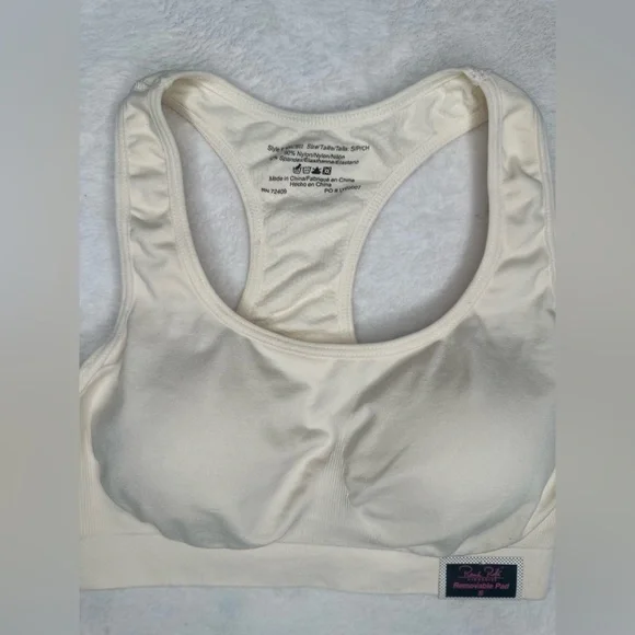 Racerback Sports Bra Removable Pad Size S Rene Rofe Nordstrom Rack Ivory/Cream - Picture 4 of 9